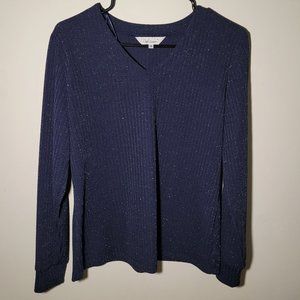 Sparkly Blue Delirium V-neck Knitted Sweater